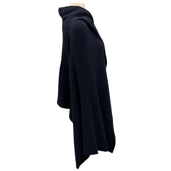 AUTUMN CASHMERE NAVY HYBRID RIB CAPE SWEATER - Picture 2 of 5